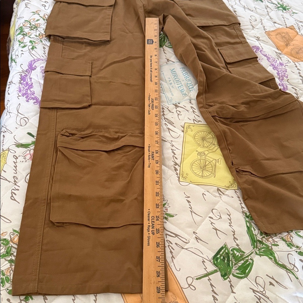 Molly King X Bayse Wide Leg Cargo Pants Khaki Utility Pocket Zipper Detail Cropp - Picture 14 of 14